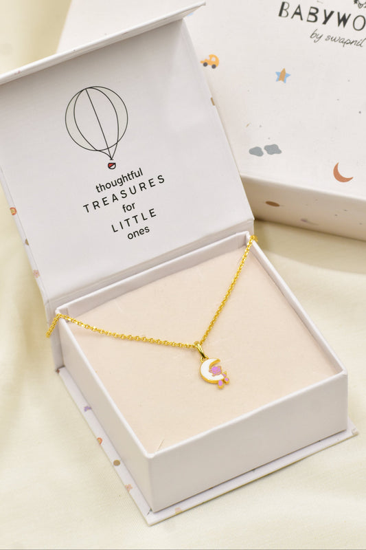 Teddy Moon Silver Pendant With Chain