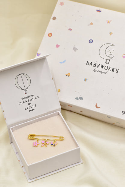 Flower Bow Butterfly Silver Lapel Pin