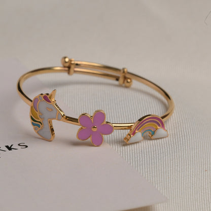 Unicorn Flower Rainbow Silver Kada