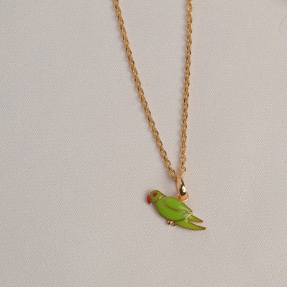 Parrot Pendant With Chain Silver
