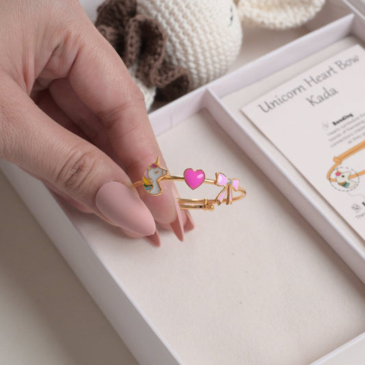 Unicorn Heart Bow Silver Kada