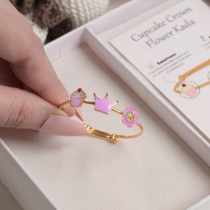 Cupcake Crown Flower Silver Kada