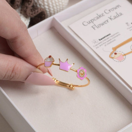 Cupcake Crown Flower Silver Kada