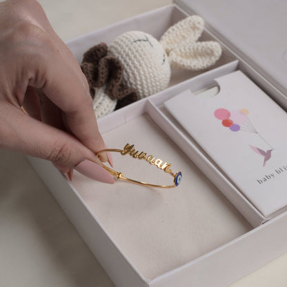 Personalized Name Evil Eye Silver Kada