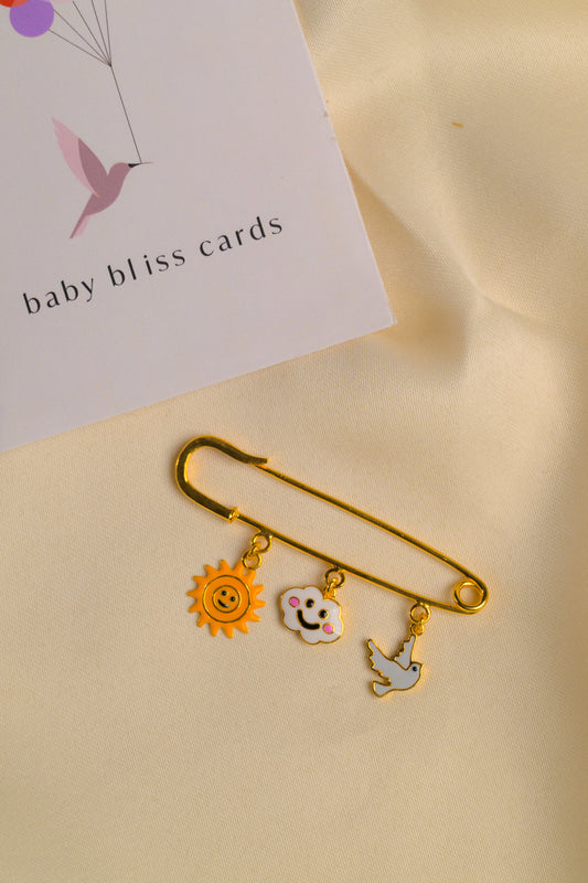 Sun Cloud Sparrow Gold Lapel Pin