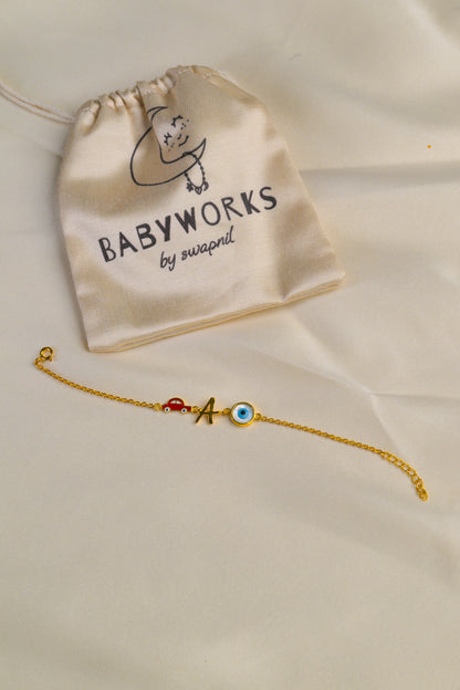 Personalized Letter Car Evil Eye Gold Bracelet