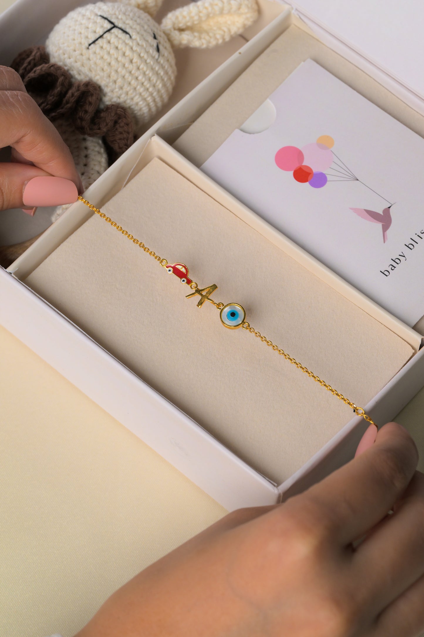 Personalized Letter Car Evil Eye Gold Bracelet