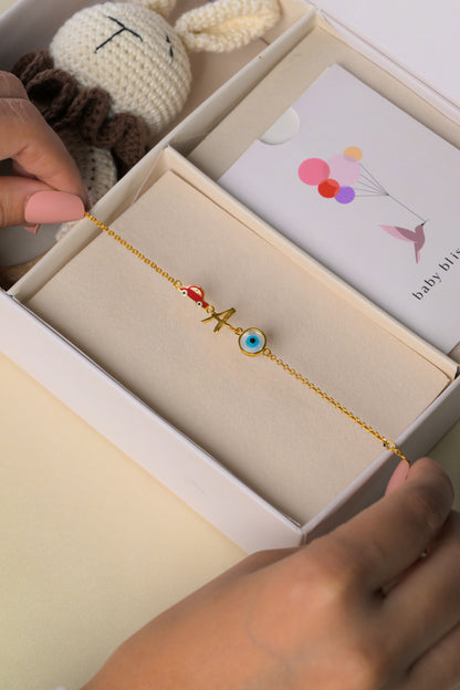 Personalized Letter Car Evil Eye Gold Bracelet