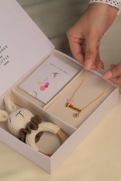 Personalized Name Crown Evil Eye Gold Pendant With Chain