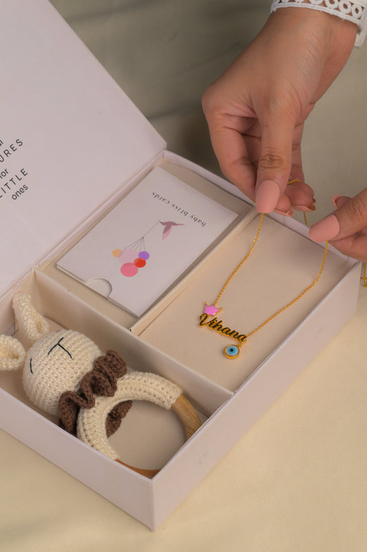 Crown Evil Eye Gold Pendant With Chain