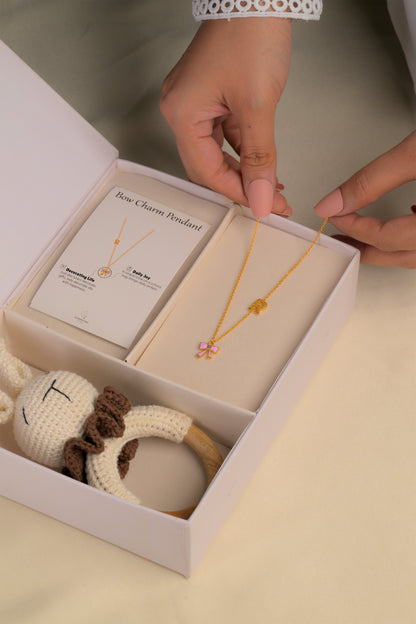 Bow charm Pendant With Chain Silver