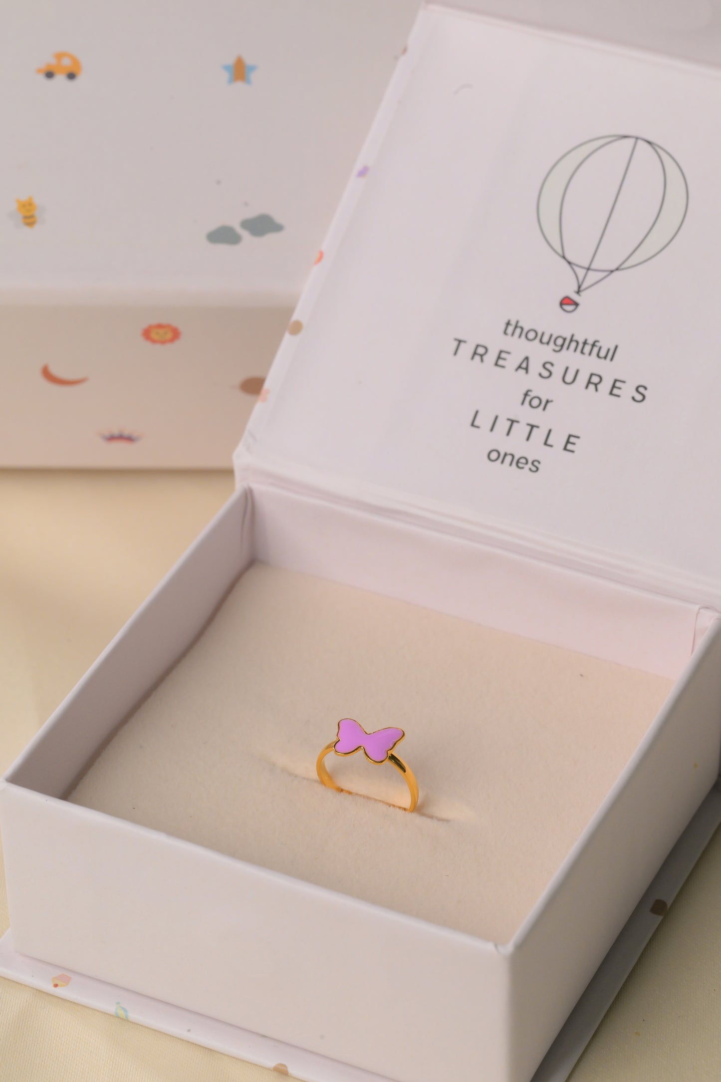 Pink Butterfly Gold Ring
