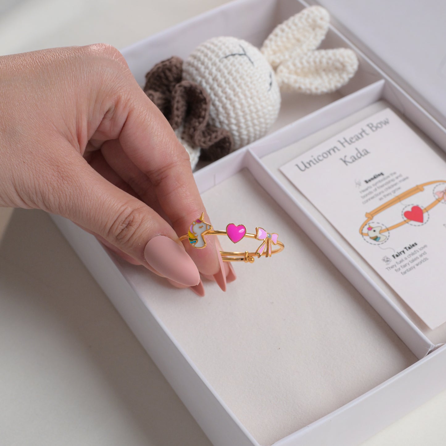 Unicorn Heart Bow Silver Kada