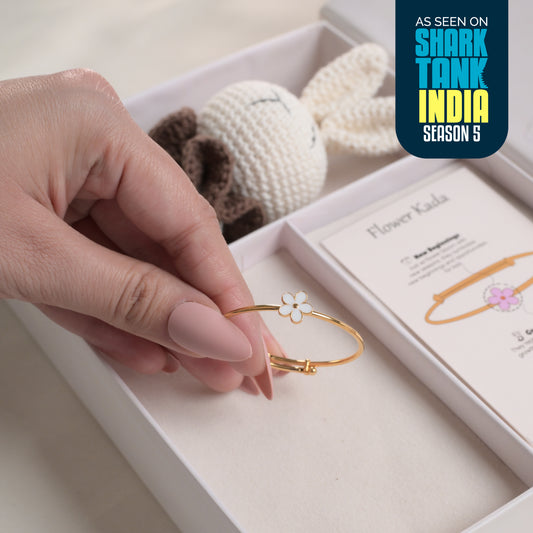 White Flower Silver Kada Gift Box