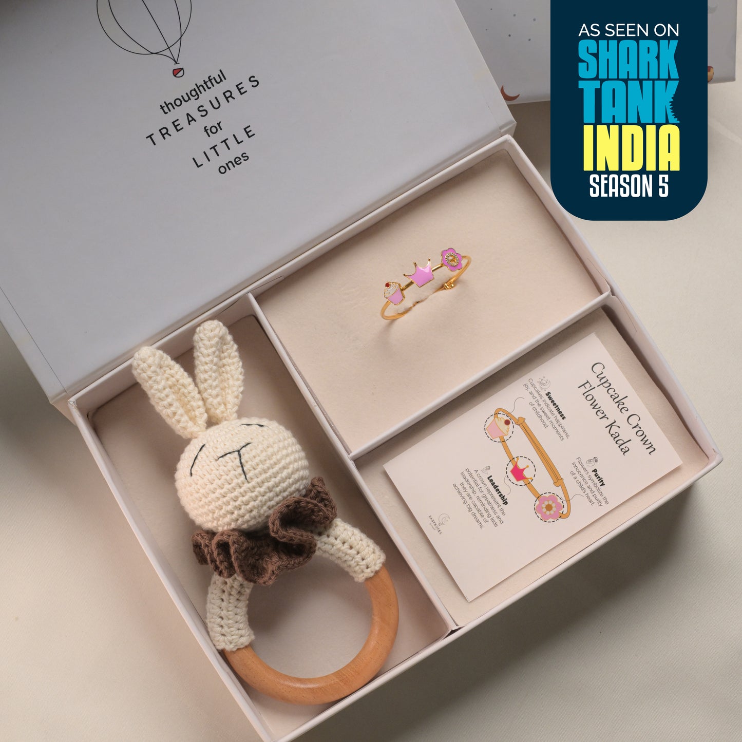 Cupcake Crown Flower Silver Kada Gift Box