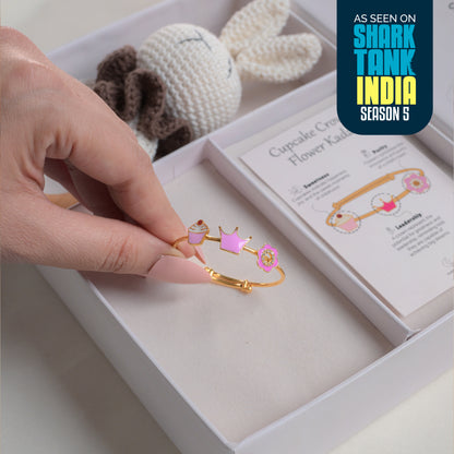 Cupcake Crown Flower Silver Kada Gift Box