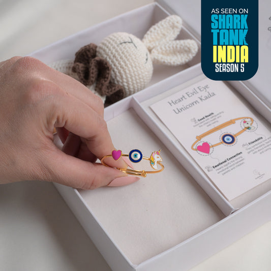 Heart Evil-Eye Unicorn silver Kada Gift Box