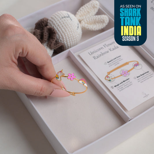 Unicorn Flower Rainbow Silver Kada Gift Box
