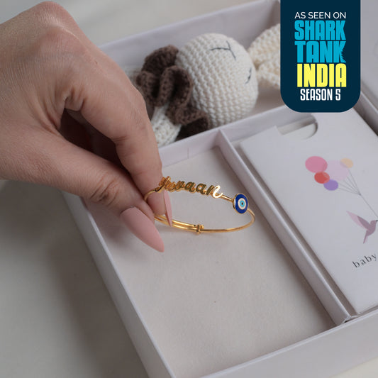 Personalized Name Evil Eye Silver Kada Gift Box