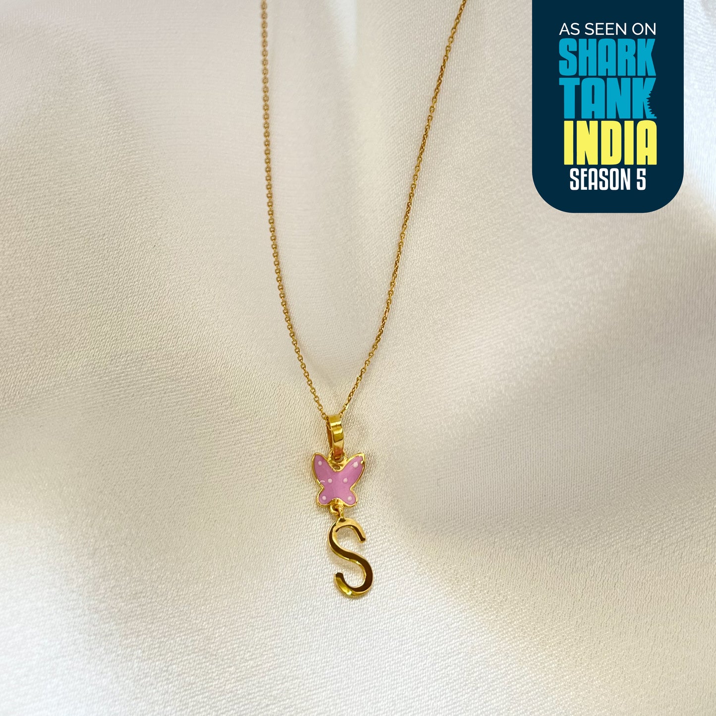 S Butterfly Silver Pendant With Chain