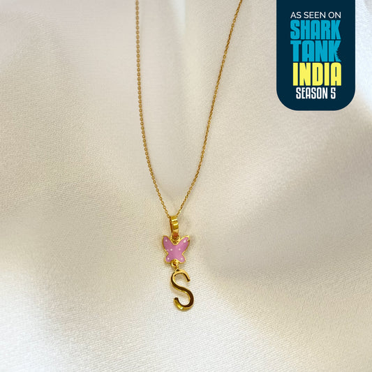 S Butterfly Silver Pendant With Chain