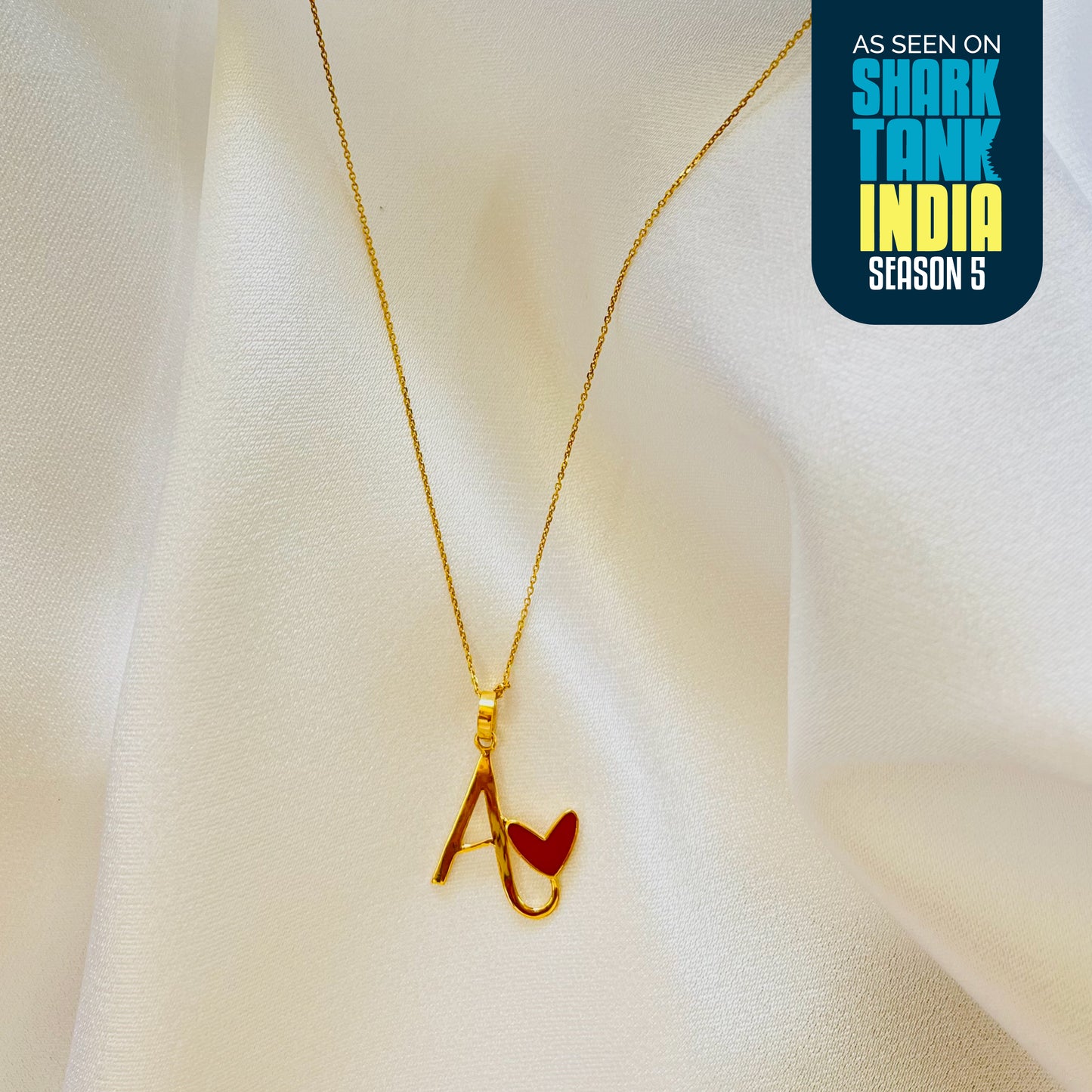 'A' Letter Heart Silver Pendant With Chain