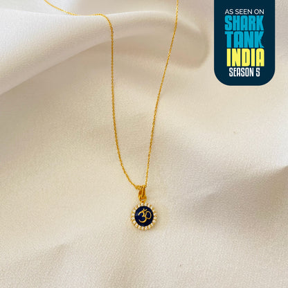 Om Silver Pendant With Swarovski With Chain