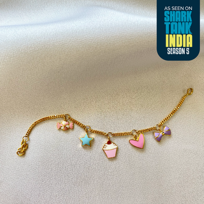 Sweet Cupcake Heart Silver Bracelet