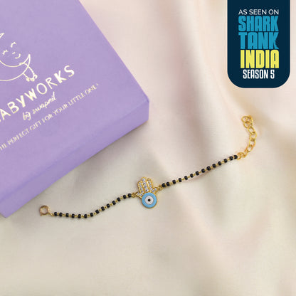 Blue Hamsa Diamond Evil Eye Silver Nazariya