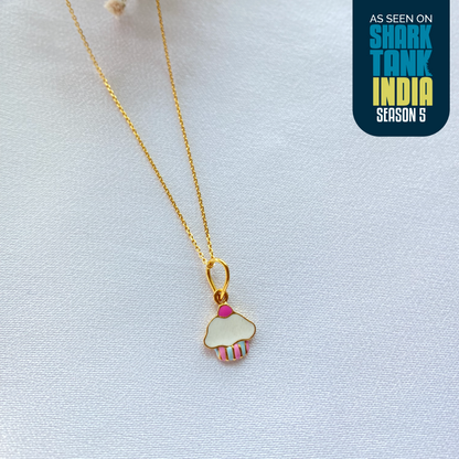 Cupcake Silver Pendant With Chain