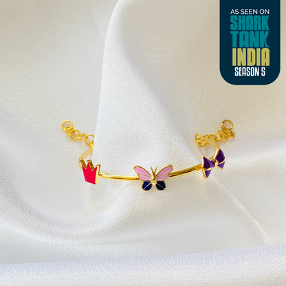 Butterfly Crown Bow Silver Bracelet