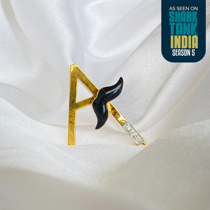 'A' Letter Moustache Silver Brooch Pin