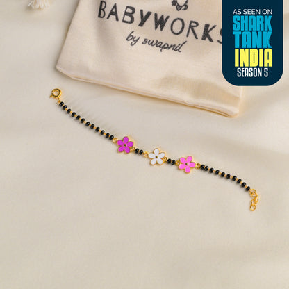 White Pink Flower Trio Silver Nazariya