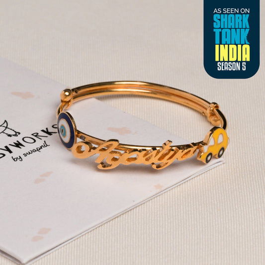 Personalized Name Car Evil Eye Silver Kada