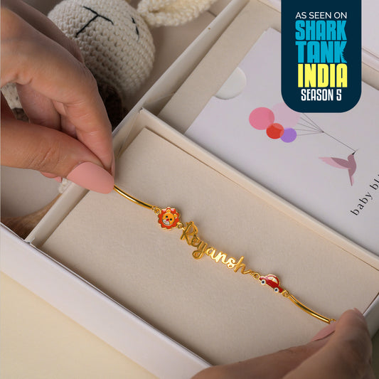 Personalized Name Lion Car Silver Bracelet Gift Box