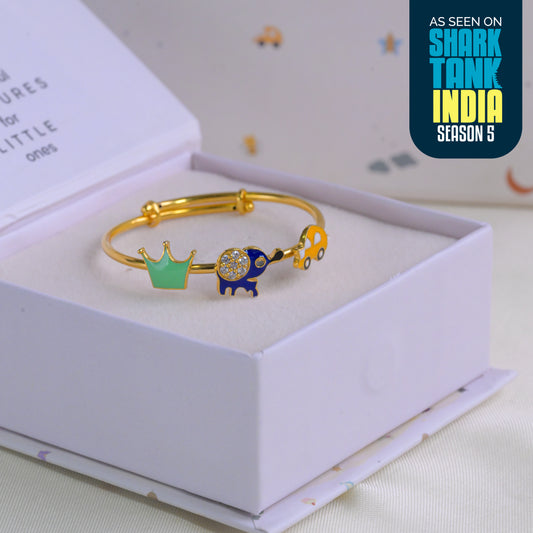 Crown Car Elephant Silver Kada