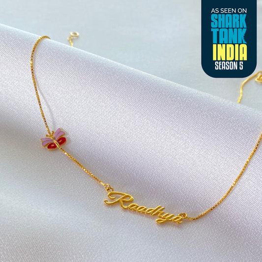 Butterfly Name Silver Pendant With Chain