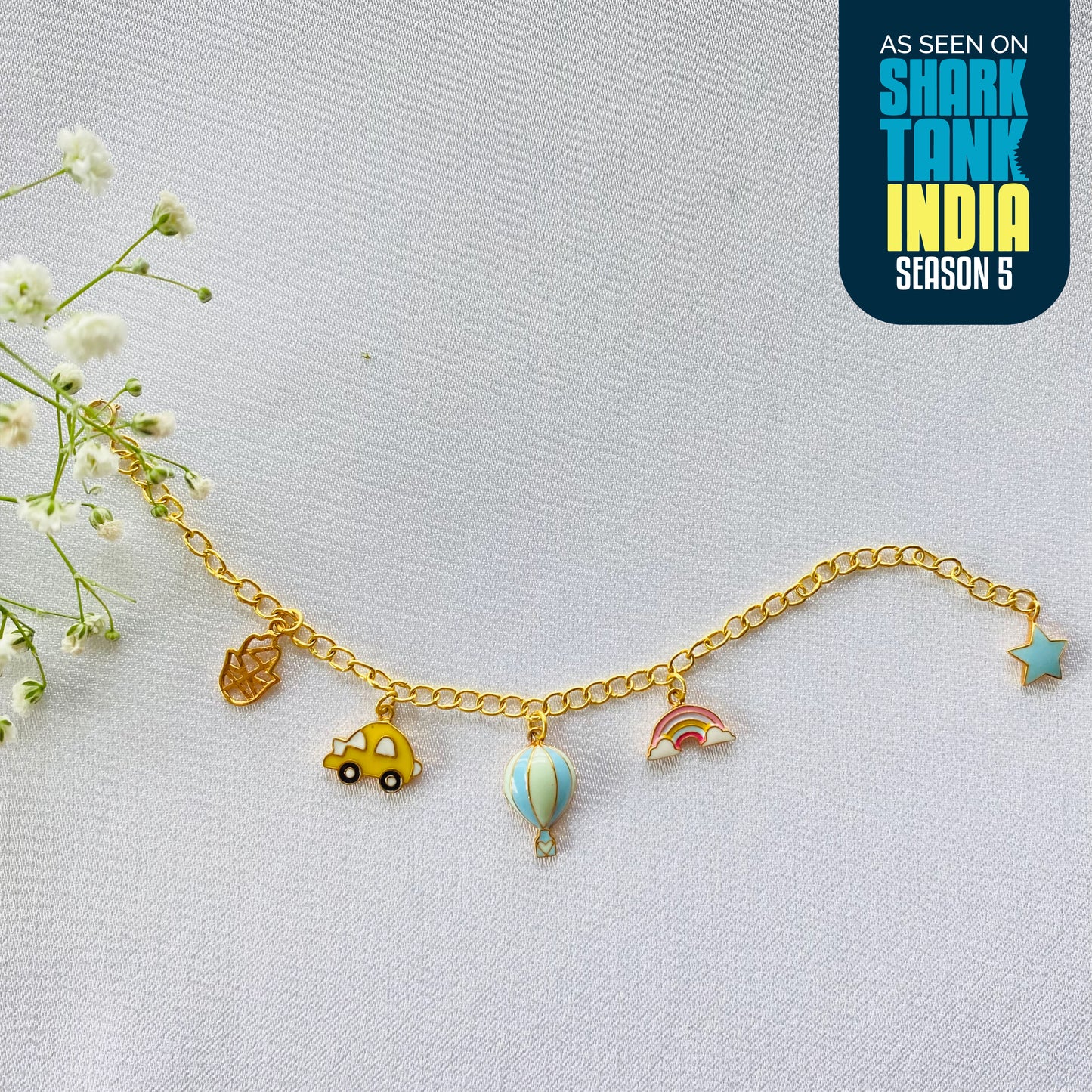 Car Balloon Rainbow Silver Bracelet