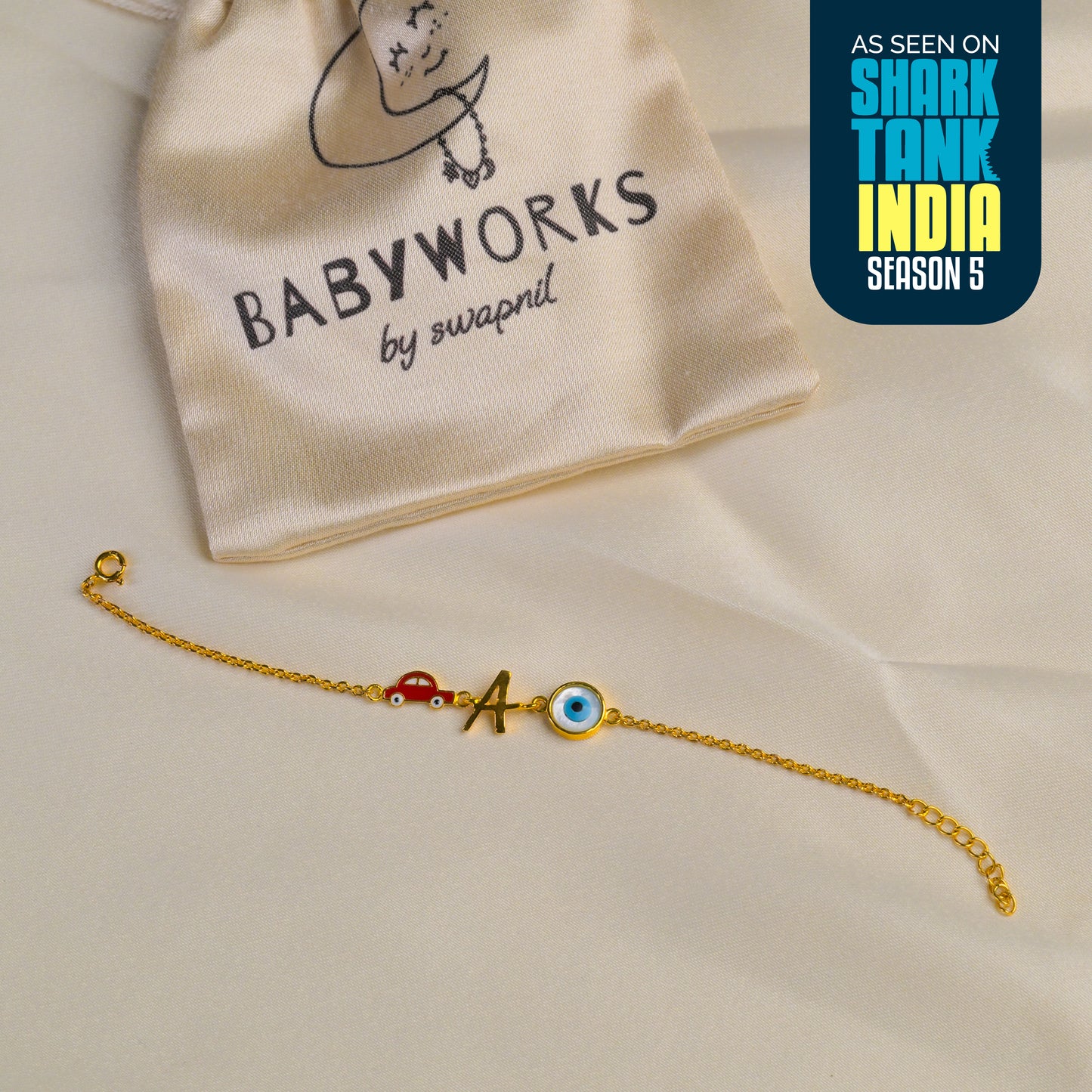 Personalized Letter Car Evil Eye Silver Bracelet Gift Box