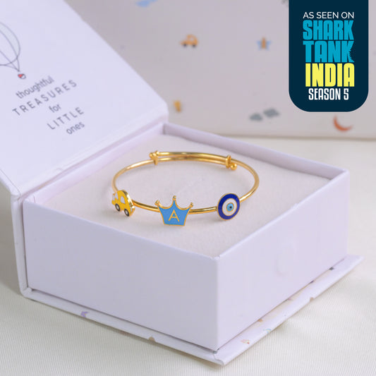 Crown Car Evil Eye Silver Kada
