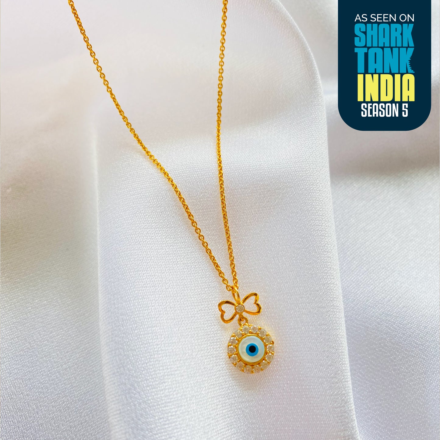 Evil-Eye Bow Silver Pendant With Chain