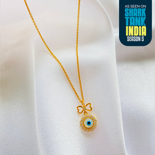 Evil-Eye Bow Silver Pendant With Chain