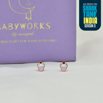 Cup Cake Silver Earrings