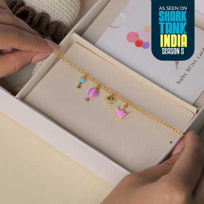 Crown Heart Silver Bracelet Gift Box