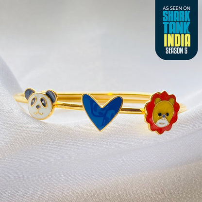 Panda Heart Lion Silver Kada