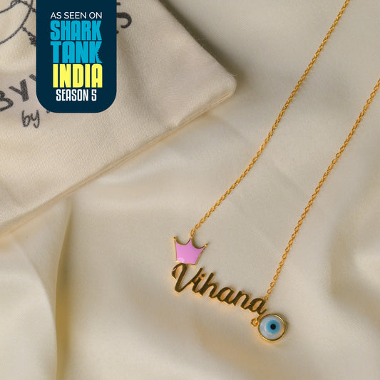 Name Personalized Crown Evil Eye Silver Pendant With Chain Gift Box