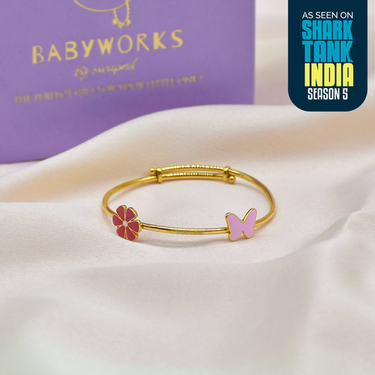 Butterfly Flower Silver Kada