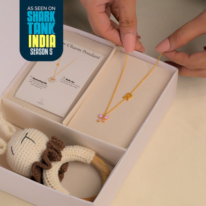 Initial Letter Bow charm Silver Pendant With Chain Gift Box