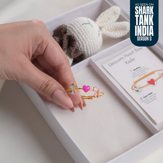 Unicorn Heart Bow Silver Kada Gift Box
