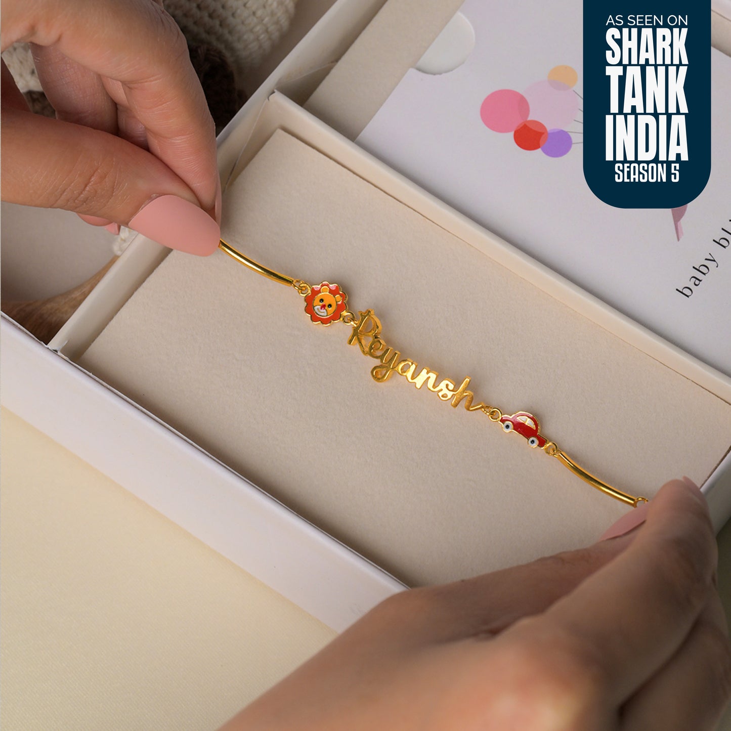 Personalized Name Lion Car Silver Bracelet Gift Box